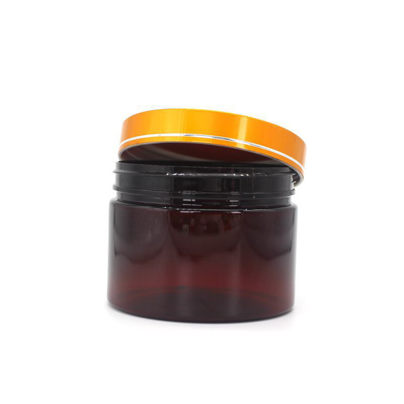 wholesale amber 250ml 500ml 1000ml cosmetic packaging facial cream pet plastic jar with bamboo lid