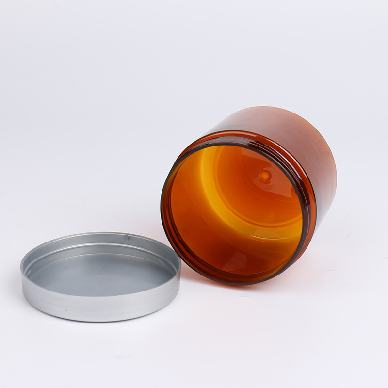 wholesale amber 250ml 500ml 1000ml cosmetic packaging facial cream pet plastic jar with bamboo lid