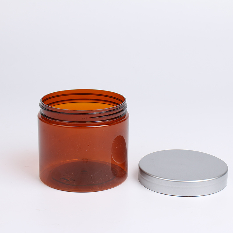 wholesale amber 250ml 500ml 1000ml cosmetic packaging facial cream pet plastic jar with bamboo lid