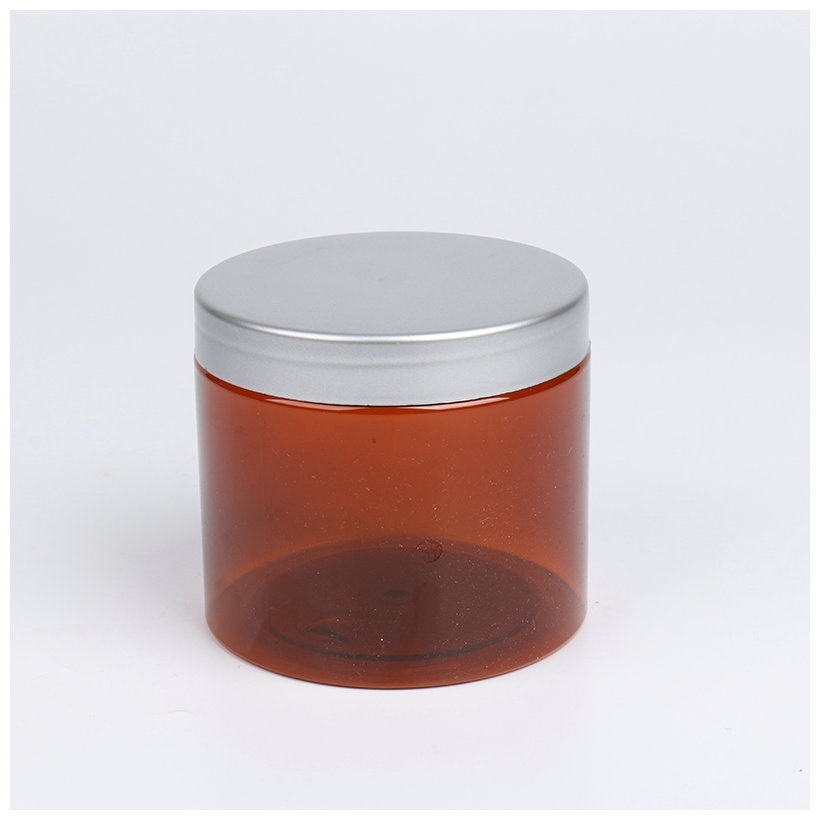 wholesale amber 250ml 500ml 1000ml cosmetic packaging facial cream pet plastic jar with bamboo lid