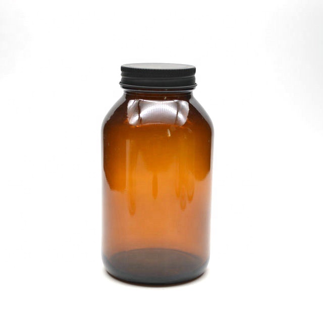 wholesale amber 500CC medical pill bottles amber glass pills container with black lid
