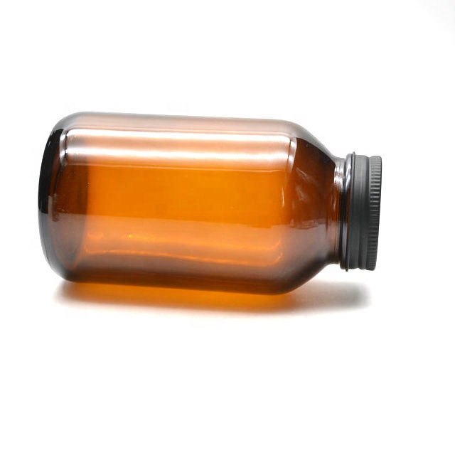 wholesale amber 500CC medical pill bottles amber glass pills container with black lid