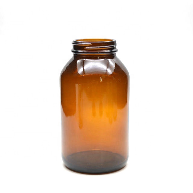 wholesale amber 500CC medical pill bottles amber glass pills container with black lid
