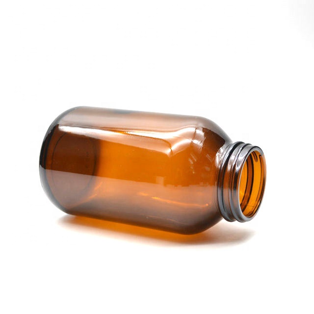 wholesale amber 500CC medical pill bottles amber glass pills container with black lid