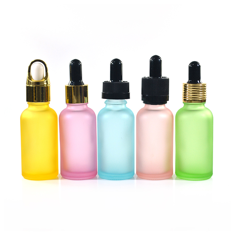 wholesale amber black white green blue essential oil 30ml pink glass dropper bottle