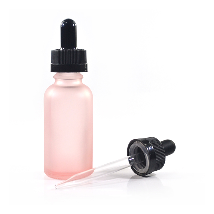 wholesale amber black white green blue essential oil 30ml pink glass dropper bottle