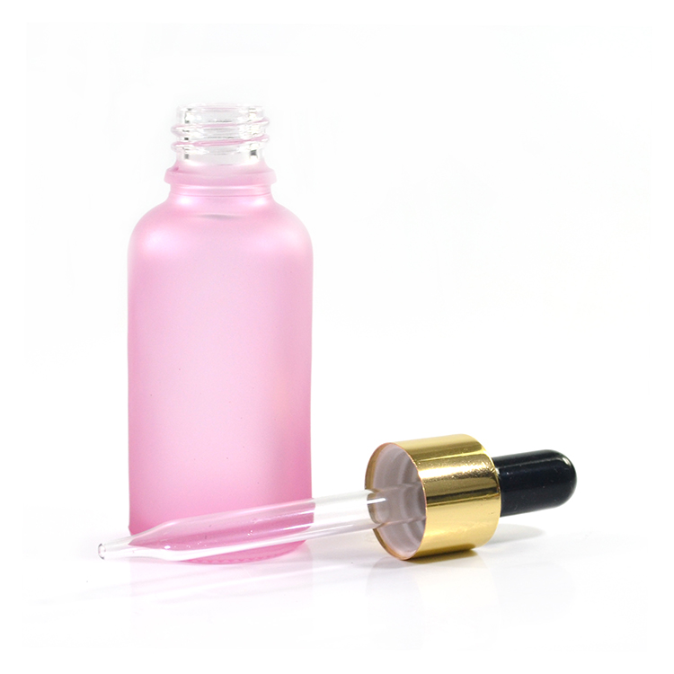 wholesale amber black white green blue essential oil 30ml pink glass dropper bottle