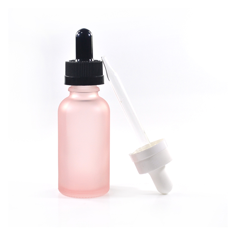 wholesale amber black white green blue essential oil 30ml pink glass dropper bottle