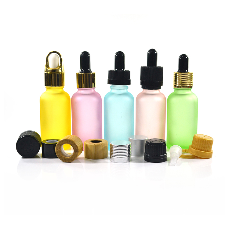 wholesale amber black white green blue essential oil 30ml pink glass dropper bottle
