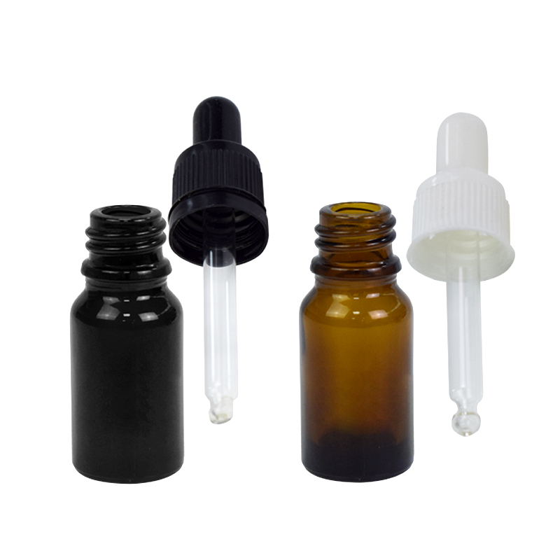 wholesale amber clear black essential oil dropper bottle personal care packaging skincare 10ml serum glass bottle