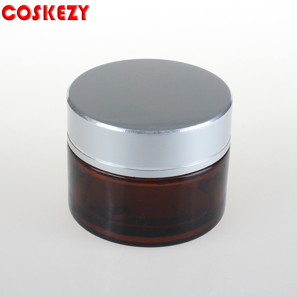 wholesale amber glass 100g clear cream jar with aluminium lid for eye cream