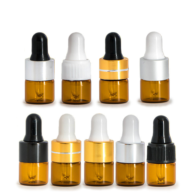 wholesale amber glass 1ml 2ml 3ml 5ml empty dropping essential oil bottles
