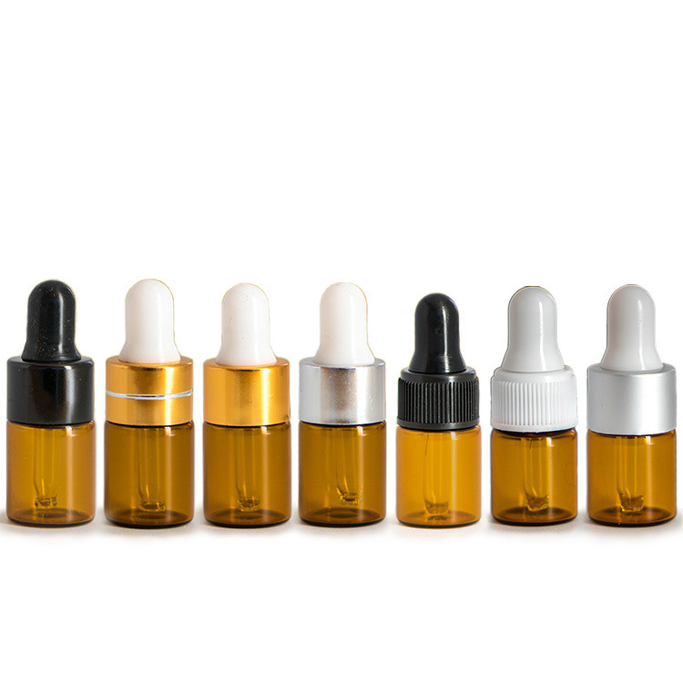wholesale amber glass 1ml 2ml 3ml 5ml empty dropping essential oil bottles