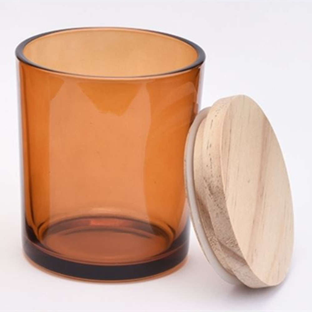 wholesale amber glass candle jar with cork lid 8oz 32oz
