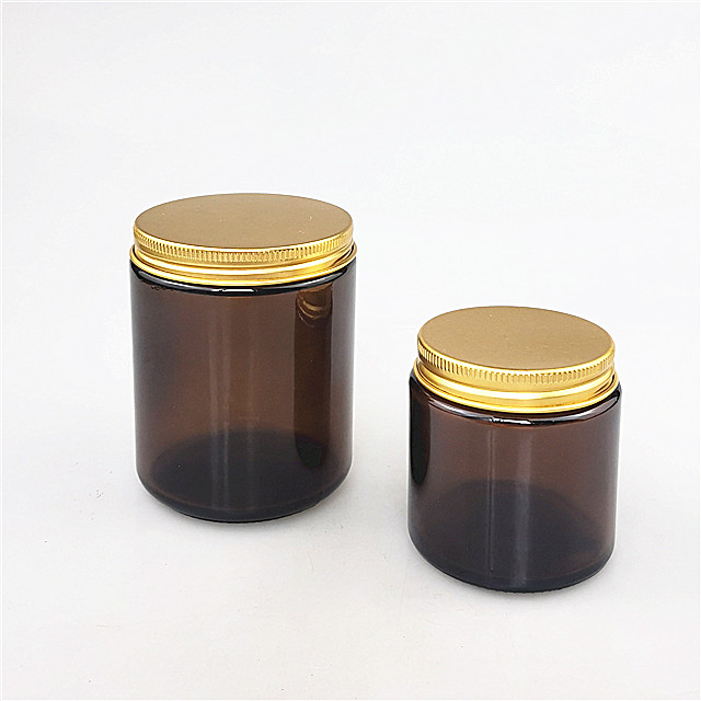 wholesale amber glass candle jars with silver cap