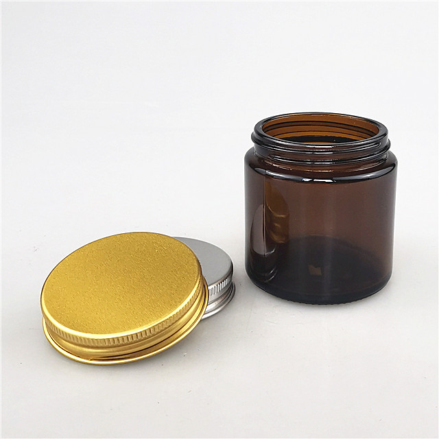 wholesale amber glass candle jars with silver cap