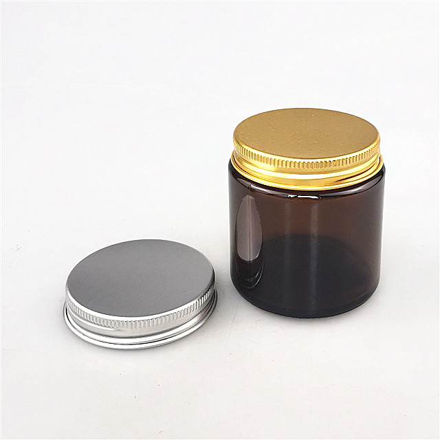 wholesale amber glass candle jars with silver cap