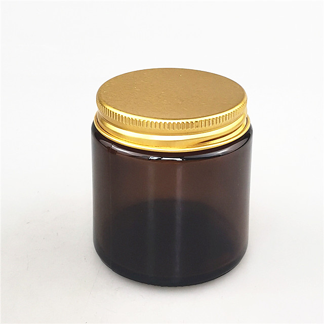 wholesale amber glass candle jars with silver cap