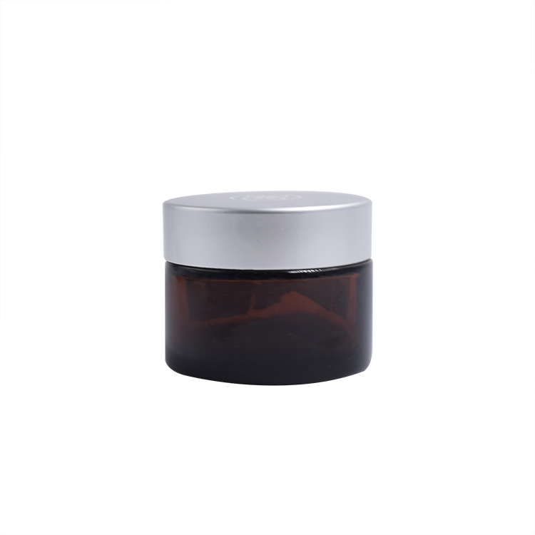 wholesale amber glass container cosmetic cream lotion aluminum cap glass jar