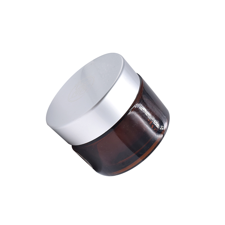 wholesale amber glass container cosmetic cream lotion aluminum cap glass jar