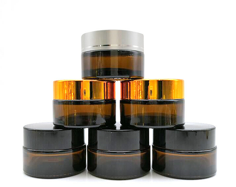 wholesale amber glass jars for cosmetics with lid