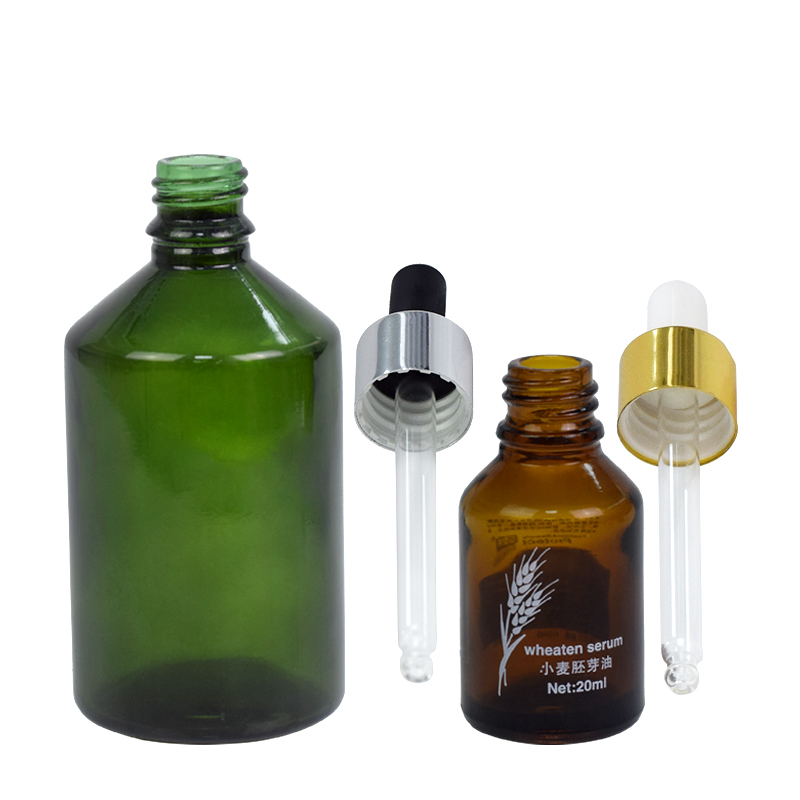 wholesale amber green 20ml 100ml 3oz glass packaging dropper bottle essential oil oblique shoulder bottle