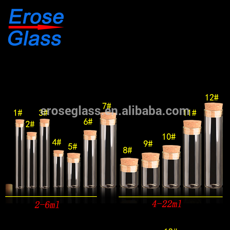 wholesale and custom made flat bottom glass tube bottle with cork