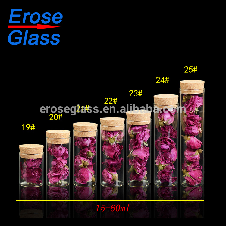 wholesale and custom made flat bottom glass tube bottle with cork