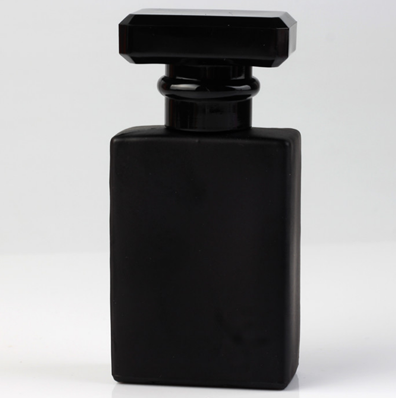 wholesale atomizer glass 100ml refillable spray perfume bottle 100ml black and clear square shape
