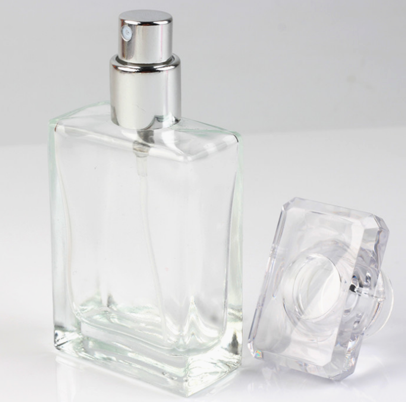 wholesale atomizer glass 100ml refillable spray perfume bottle 100ml black and clear square shape