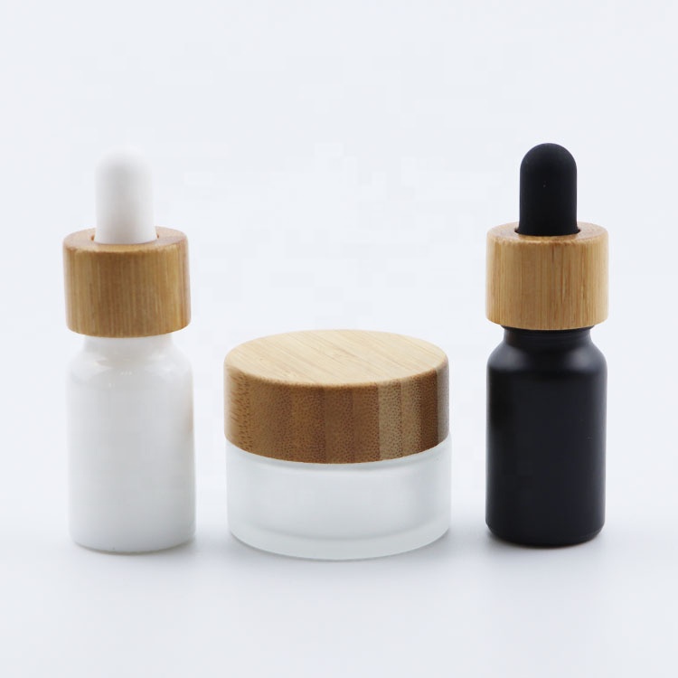 wholesale bamboo top wooden cap clear frosted cream glass jar 30ml glass jars with bamboo cap