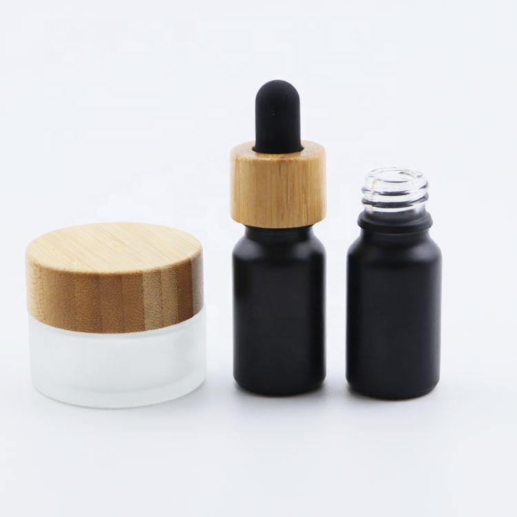 wholesale bamboo top wooden cap clear frosted cream glass jar 30ml glass jars with bamboo cap