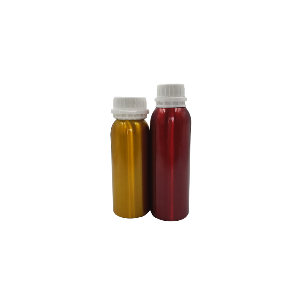 wholesale big round shape 1000ml red/blue/green aluminum bottles for chemical product packing