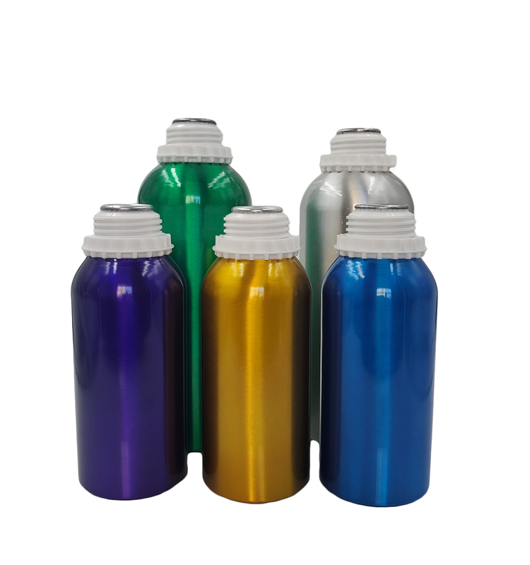 wholesale big round shape 1000ml red/blue/green aluminum bottles for chemical product packing