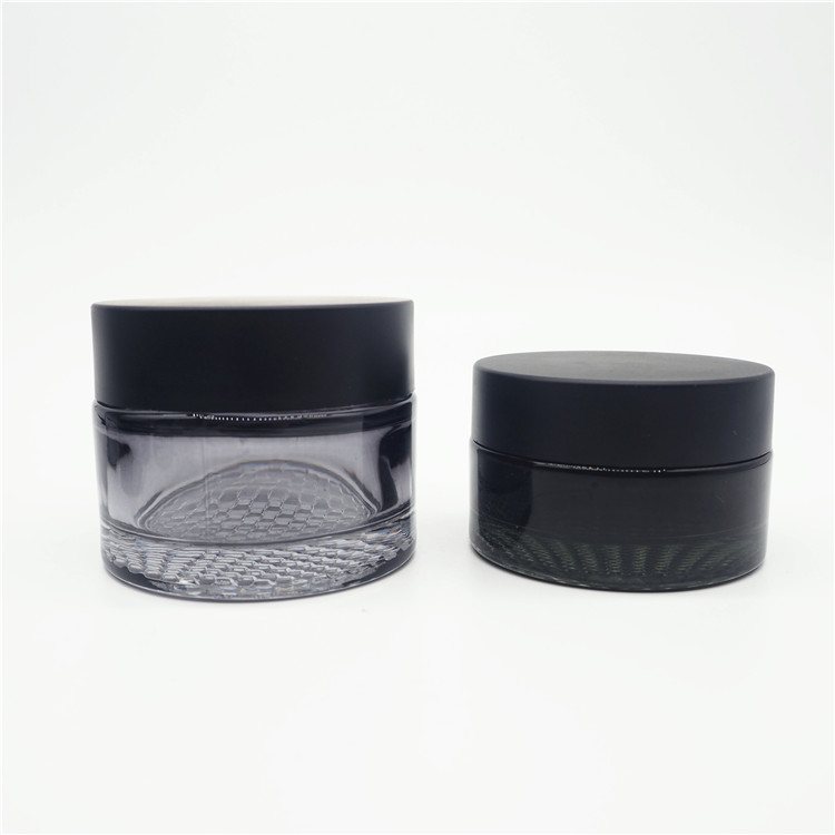 wholesale black colored facial cream men use 50g 30g empty glass luxury cosmetics jar