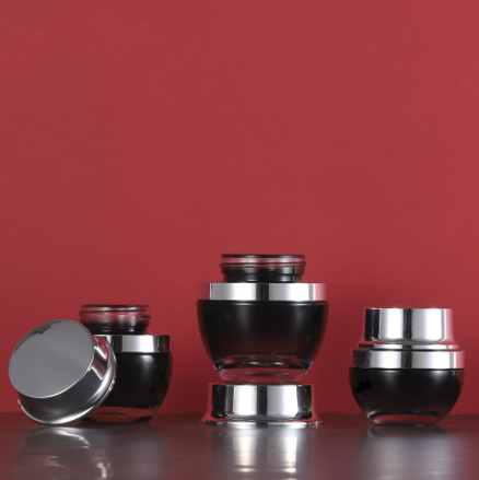 wholesale black cosmetic packaging 20g 30g 50g 30ml 50ml 100ml lotion glass jars and bottles