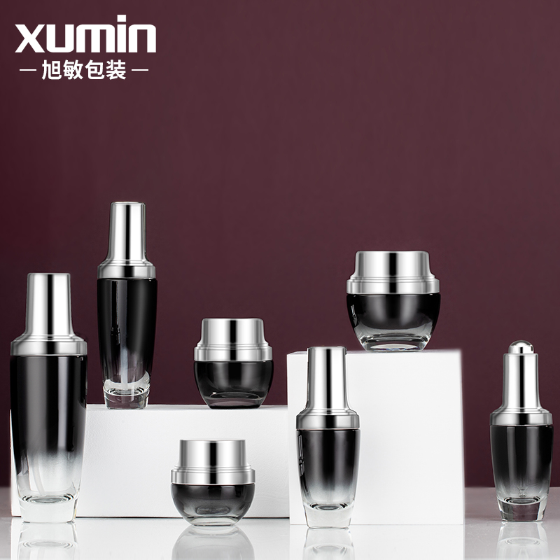wholesale black packaging bottle 20g 30g 50g 30ml 50ml 100ml lotion glass jars and bottles