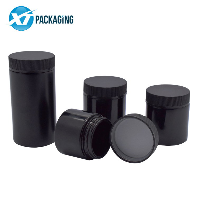 wholesale black uv gel glass jar packaging Child Resistant Black Smell Proof Jar with Dome Cap storage flower