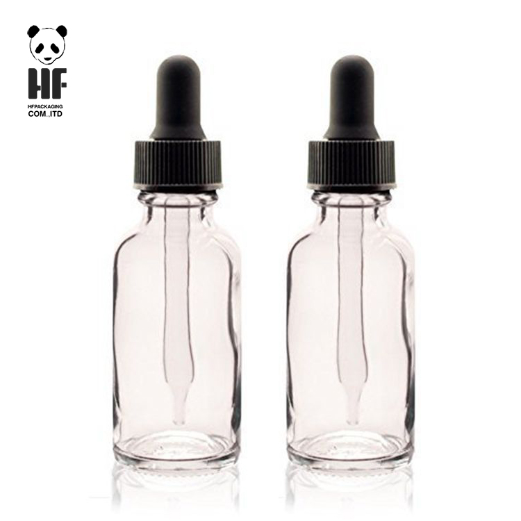 wholesale boston round clear empty 2oz glass bottle with dropper