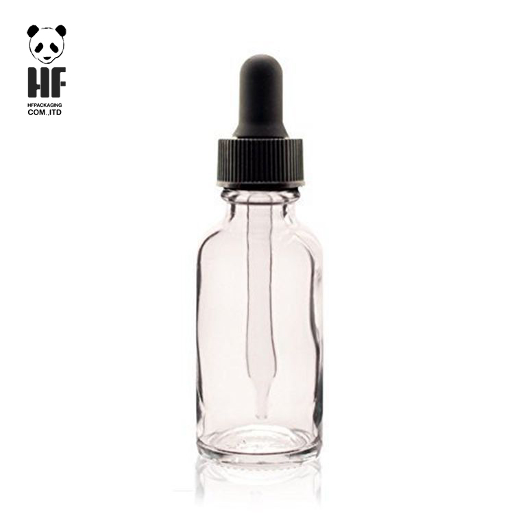 wholesale boston round clear empty 2oz glass bottle with dropper