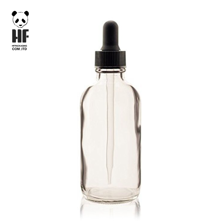wholesale boston round clear empty 2oz glass bottle with dropper