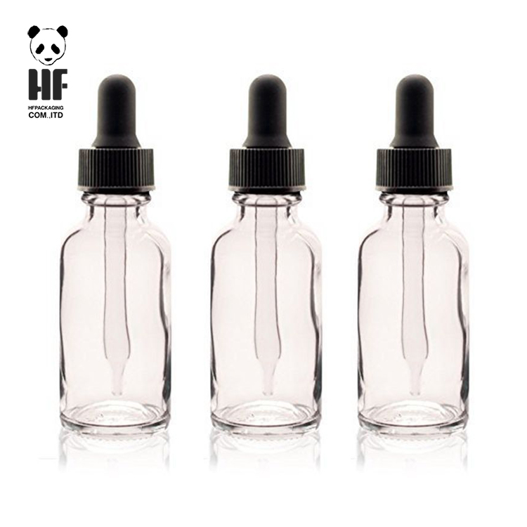 wholesale boston round clear empty 2oz glass bottle with dropper