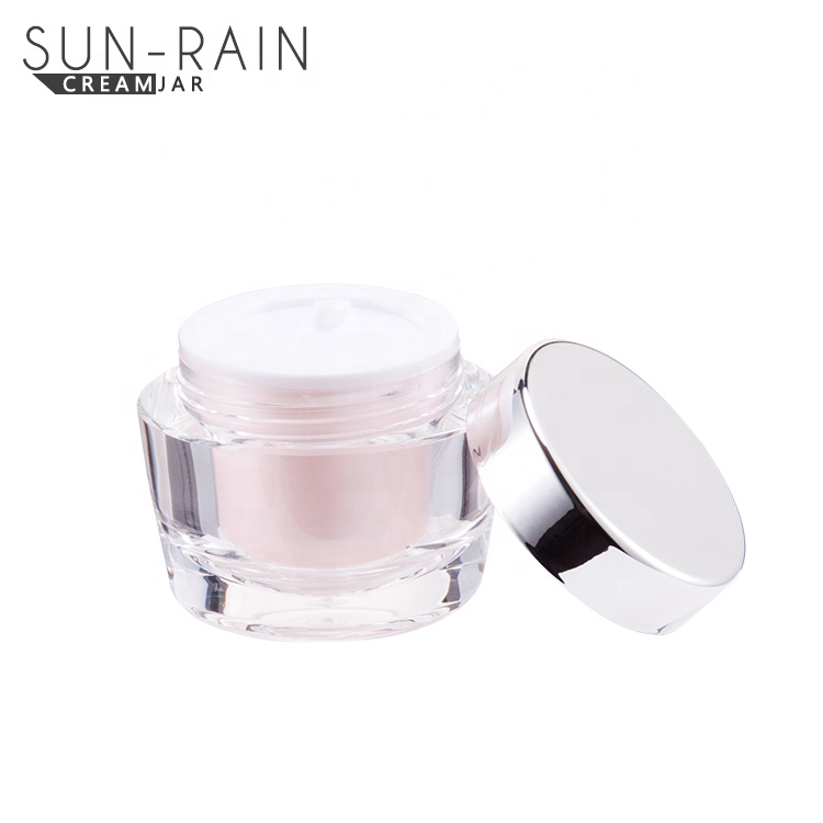wholesale cheap 15 30 50 ml acrylic cosmetic empty round cream jar ,cosmetic plastic packaging