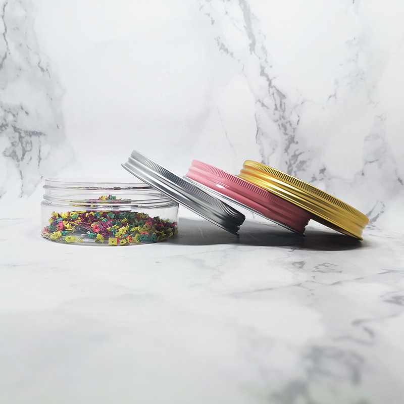 wholesale cheap 8oz 250ml empty clear pet plastic cookie container jar with aluminum lid manufacturer