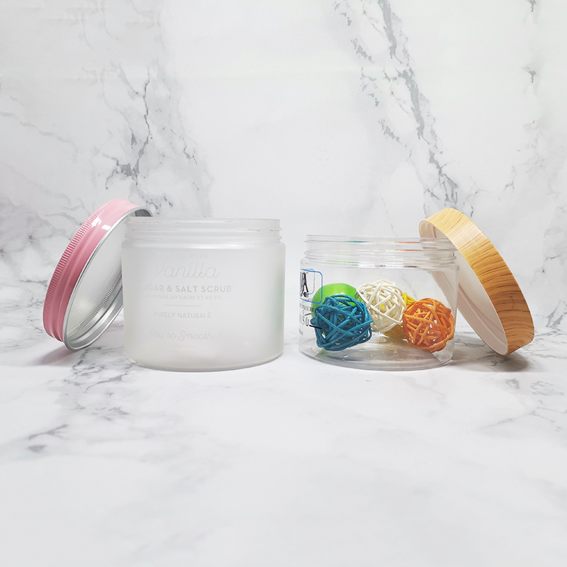 wholesale cheap 8oz 250ml empty clear pet plastic cookie container jar with aluminum lid manufacturer