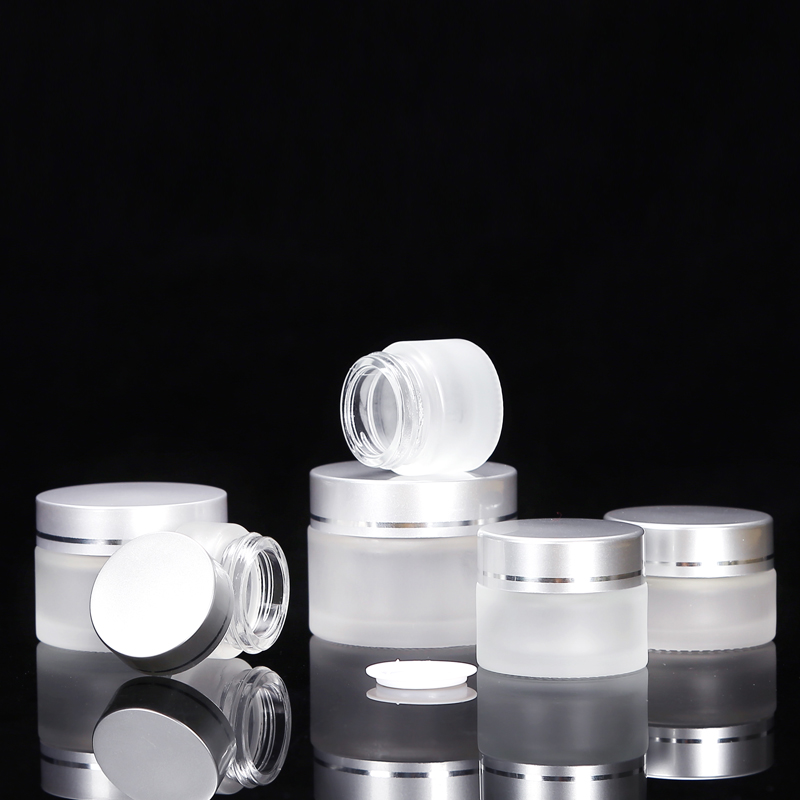 wholesale cheap clear amber custom eye powder glass frosted cream bottle