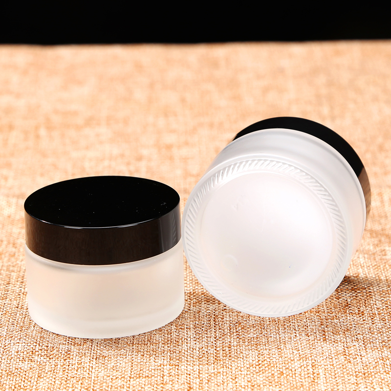 wholesale cheap clear amber custom eye powder glass frosted cream bottle