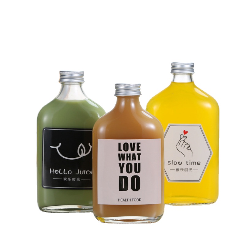 wholesale cheap price flat glass bottle 50 ml 100 ml 200 ml 250 ml 350 ml liquor cold coffee glass bottle