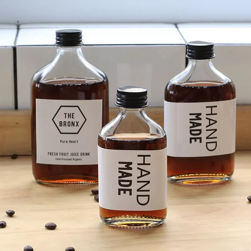 wholesale cheap price flat glass bottle 50 ml 100 ml 200 ml 250 ml 350 ml liquor cold coffee glass bottle