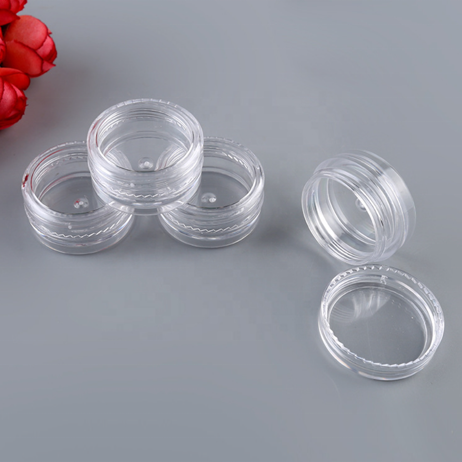 wholesale cheap round 3 ml 3g 5g PS plastic customized empty plastic jars for travel set